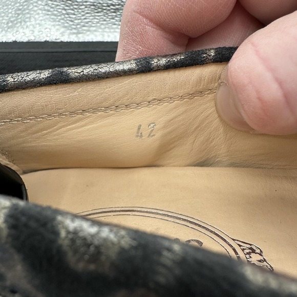 Tod's Shoes Mens Size 42 Black Leopard Driving Loafers Gommino Made in Italy - Picture 7 of 8